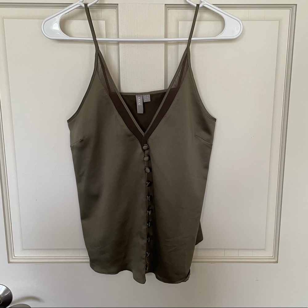 Asos Satin Olive Green Tank Size 2